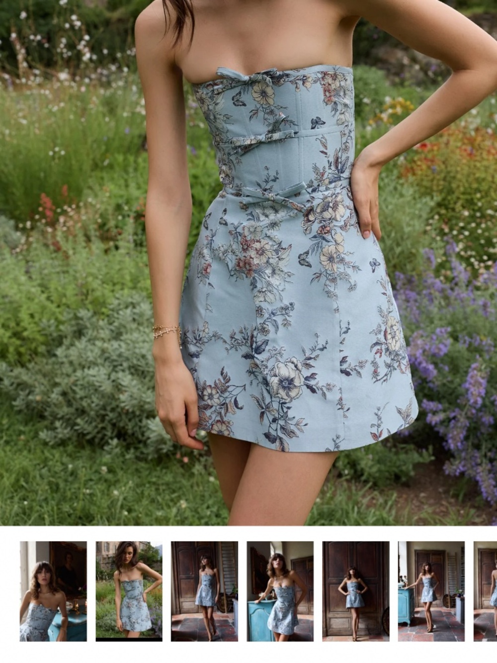 V. Chapman Kimberlina Dress in Light Blue Lilibet Brocade